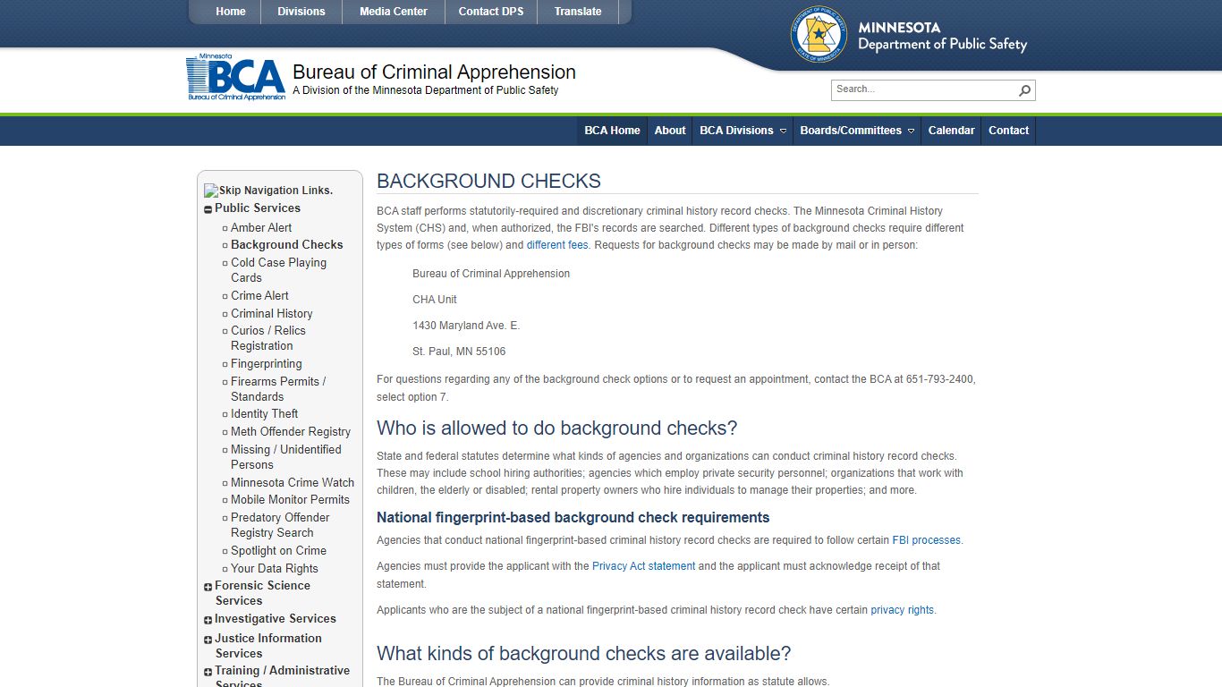 BCA Home - Background Checks - Minnesota